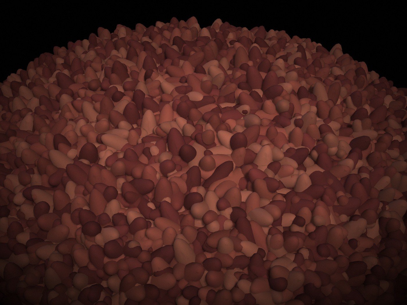 A heap of unpolished Himalayan red rice, deep russet, side-lit.